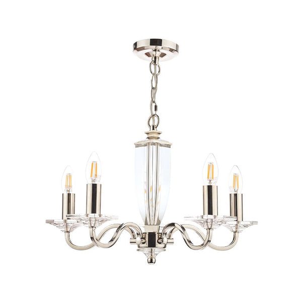 Laura Ashley Carson 5 Light Chandelier Cut Glass & Polished Nickel LA3603223-Q