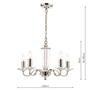 Laura Ashley Carson 5 Light Chandelier Cut Glass & Polished Nickel LA3603223-Q