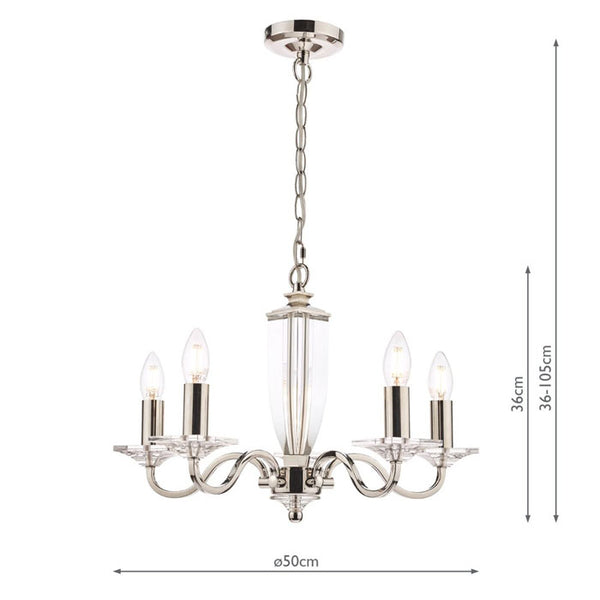 Laura Ashley Carson 5 Light Chandelier Cut Glass & Polished Nickel LA3603223-Q