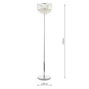Laura Ashley Vienna 3-Light Floor Lamp Crystal & Polished Chrome LA3603227-Q