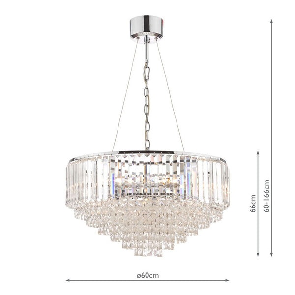 Laura Ashley Vienna 9-Light Chandelier Crystal & Polished Chrome LA3603254-Q