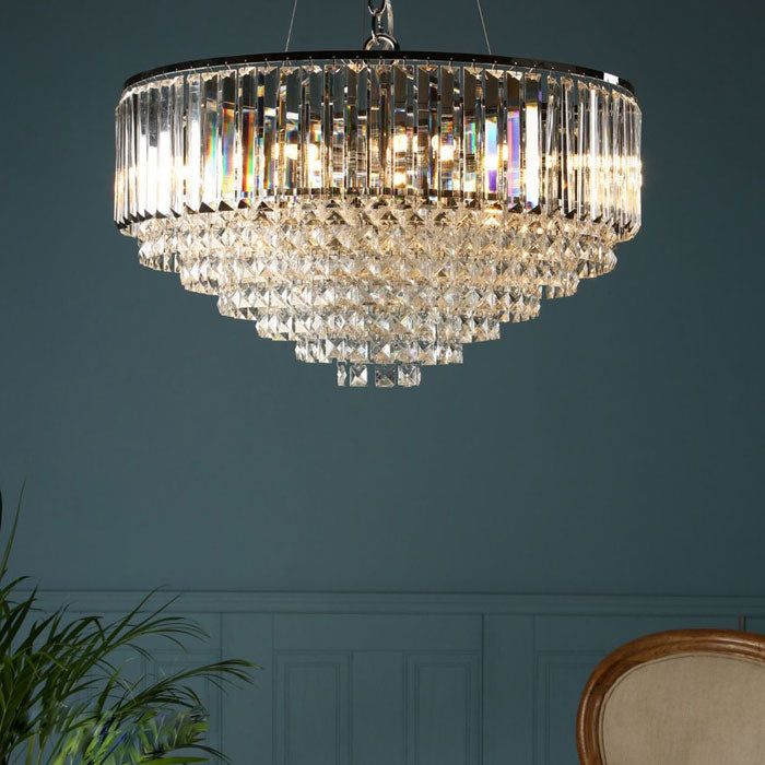 Laura Ashley Vienna 9-Light Chandelier Crystal & Polished Chrome LA3603254-Q