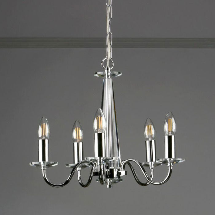 Laura Ashley Blake 5 Light Chandelier Cut Glass & Polished Chrome LA3702763-Q