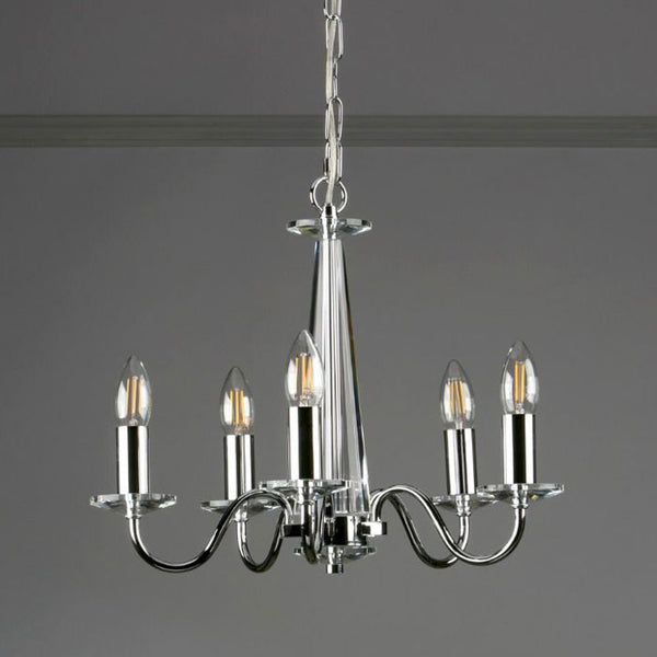 Laura Ashley Blake 5 Light Chandelier Cut Glass & Polished Chrome LA3702763-Q