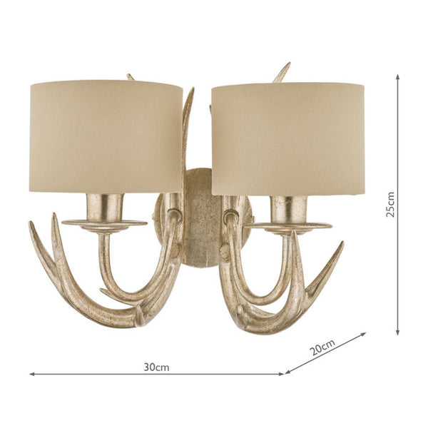 Laura Ashley Mulroy Antler 2-Light Wall Light Champagne With Shades LA3727743-Q