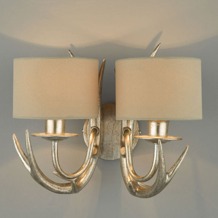 Laura Ashley Mulroy Antler 2-Light Wall Light Champagne With Shades LA3727743-Q