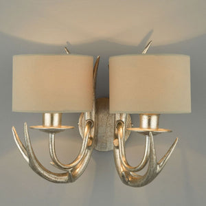 Laura Ashley Mulroy Antler 2-Light Wall Light Champagne With Shades LA3727743-Q