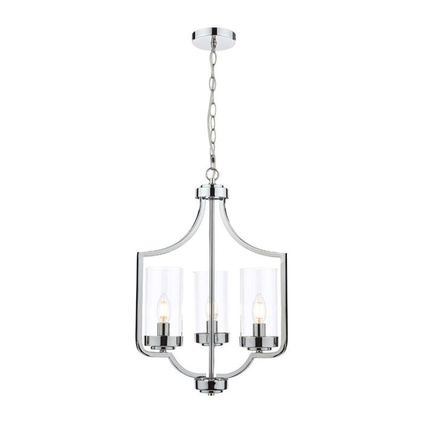 Laura Ashley Joseph 3 Light Chandelier Polished Chrome Glass LA3732582-Q