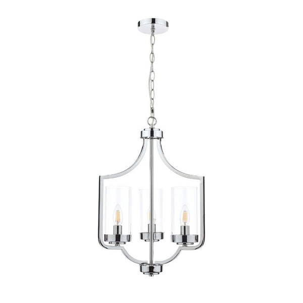 Laura Ashley Joseph 3 Light Chandelier Polished Chrome Glass LA3732582-Q