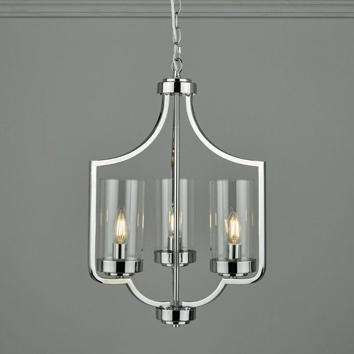 Laura Ashley Joseph 3 Light Chandelier Polished Chrome Glass LA3732582-Q