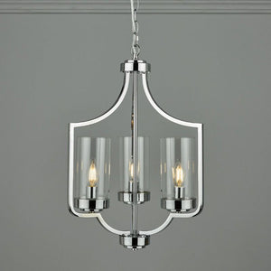 Laura Ashley Joseph 3 Light Chandelier Polished Chrome Glass LA3732582-Q