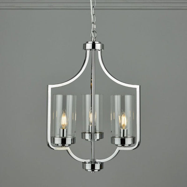 Laura Ashley Joseph 3 Light Chandelier Polished Chrome Glass LA3732582-Q