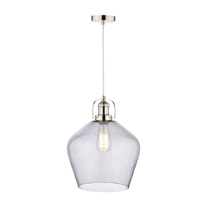 Laura Ashley Rye Pendant Polished Nickel Smoked Glass LA3734717-Q
