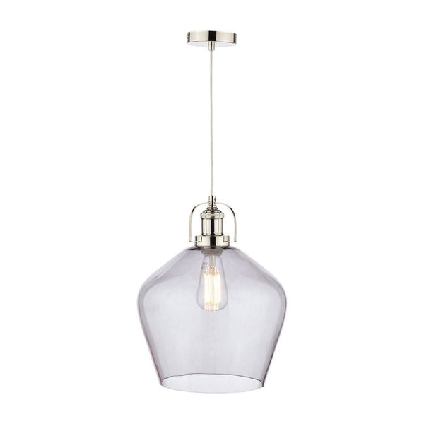 Laura Ashley Rye Pendant Polished Nickel Smoked Glass LA3734717-Q