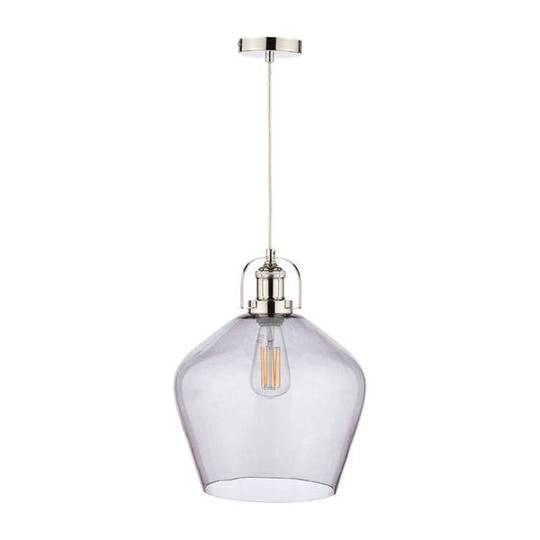 Laura Ashley Rye Pendant Polished Nickel Smoked Glass LA3734717-Q
