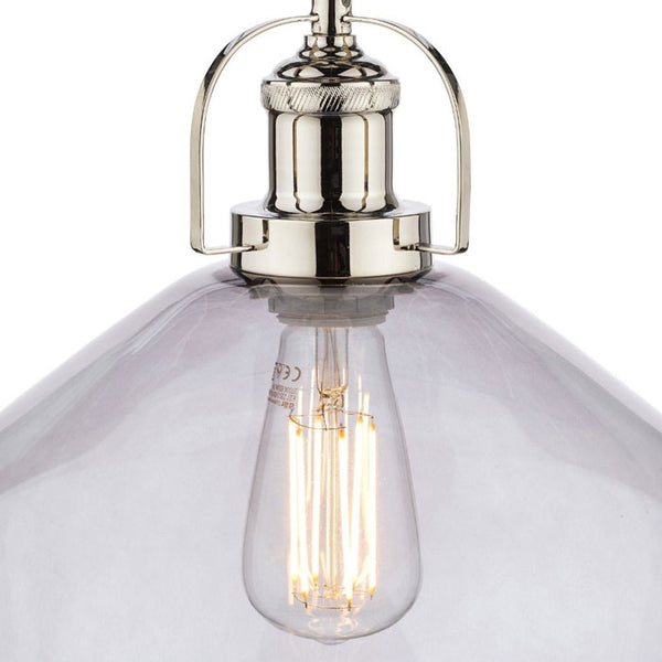 Laura Ashley Rye Pendant Polished Nickel Smoked Glass LA3734717-Q