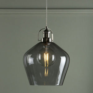 Laura Ashley Rye Pendant Polished Nickel Smoked Glass LA3734717-Q