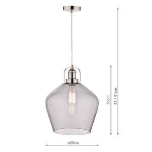 Laura Ashley Rye Pendant Polished Nickel Smoked Glass LA3734717-Q