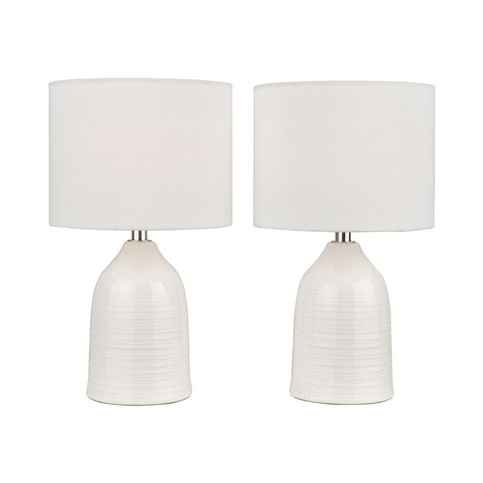 Laura Ashley Penny Twin Pack Table Lamp Cream With Shade LA3756068-Q
