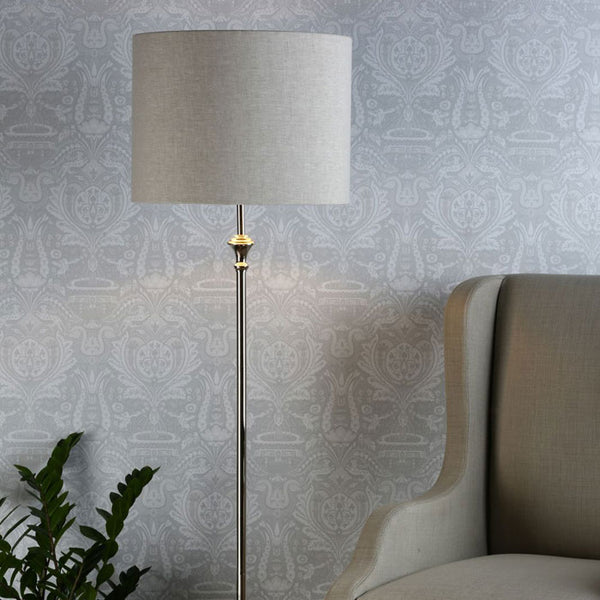 Laura Ashley Highgrove Floor Lamp Polished Nickel with Shade LA3756091-Q