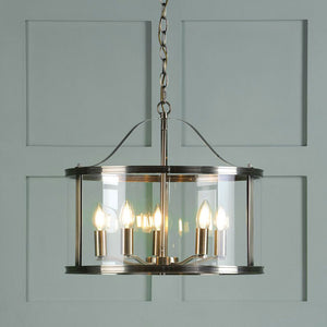 Laura Ashley Harrington 5 Light Pendant Antique Brass & Glass LA3756204-Q