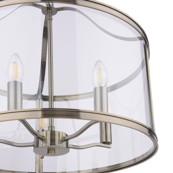 Laura Ashley Harrington 5 Light Pendant Antique Brass & Glass LA3756204-Q
