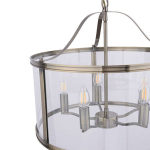 Laura Ashley Harrington 5 Light Pendant Antique Brass & Glass LA3756204-Q