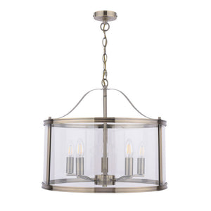 Laura Ashley Harrington 5 Light Pendant Antique Brass & Glass LA3756204-Q