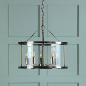 Laura Ashley Harrington 5 Light Pendant Antique Brass & Glass LA3756204-Q