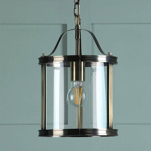 Laura Ashley Harrington Single Pendant Antique Brass & Glass LA3756217-Q