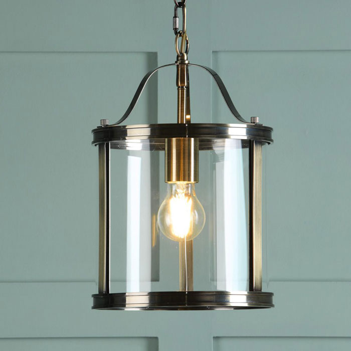 Laura Ashley Harrington Single Pendant Antique Brass & Glass LA3756217-Q