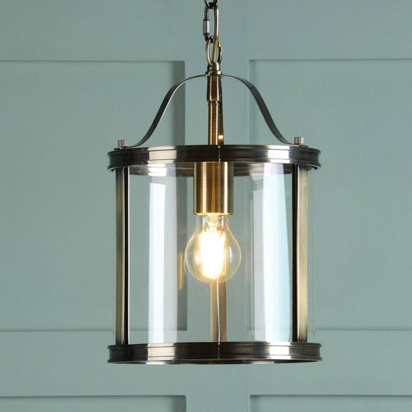Laura Ashley Harrington Single Pendant Antique Brass & Glass LA3756217-Q