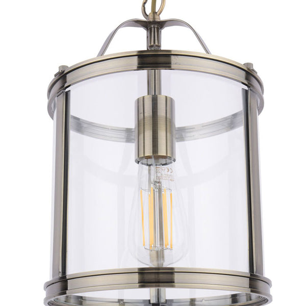 Laura Ashley Harrington Single Pendant Antique Brass & Glass LA3756217-Q