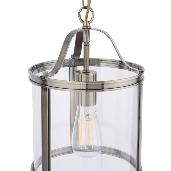 Laura Ashley Harrington Single Pendant Antique Brass & Glass LA3756217-Q