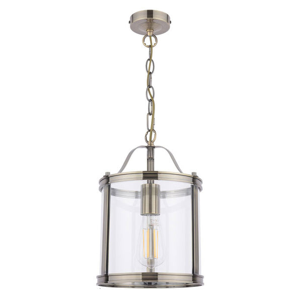 Laura Ashley Harrington Single Pendant Antique Brass & Glass LA3756217-Q