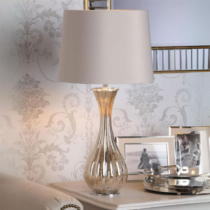 Laura Ashley Nevern Table Lamp Champagne Glass & Polished Chrome with Shade LA3756239-Q