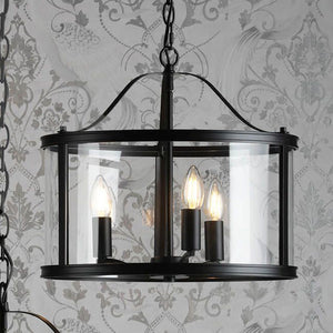 Laura Ashley Harrington 3 Light Pendant Matt Black and Glass LA3756311-Q