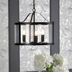 Laura Ashley Harrington 3 Light Pendant Matt Black and Glass LA3756311-Q