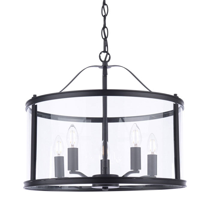 Laura Ashley Harrington 5 Light Pendant Matt Black and Glass LA3756312-Q