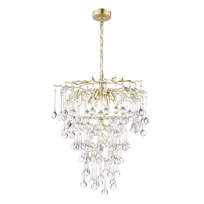 Laura Ashley Willow 4 Light Pendant in Satin Champagne and Crystal LA3756413-Q
