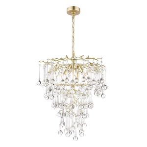 Laura Ashley Willow 4 Light Pendant in Satin Champagne and Crystal LA3756413-Q