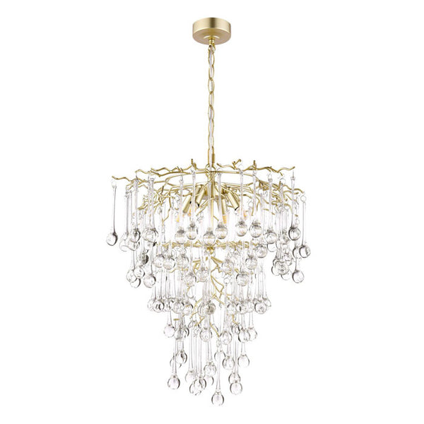 Laura Ashley Willow 4 Light Pendant in Satin Champagne and Crystal LA3756413-Q