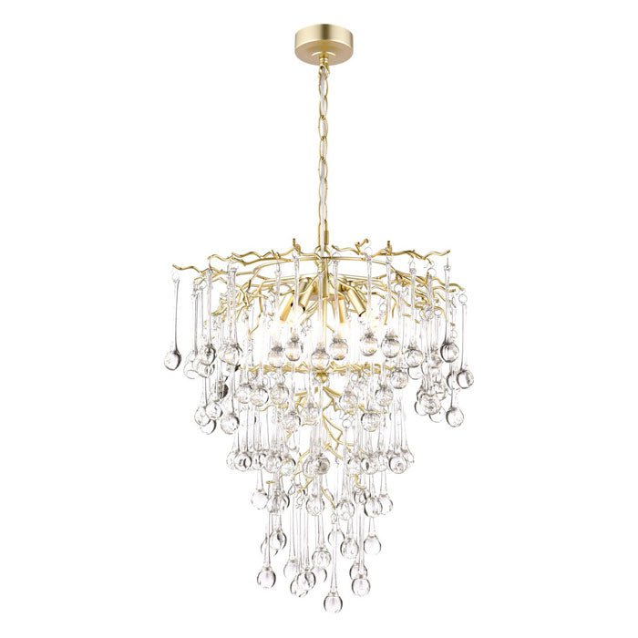 Laura Ashley Willow 4 Light Pendant in Satin Champagne and Crystal LA3756413-Q