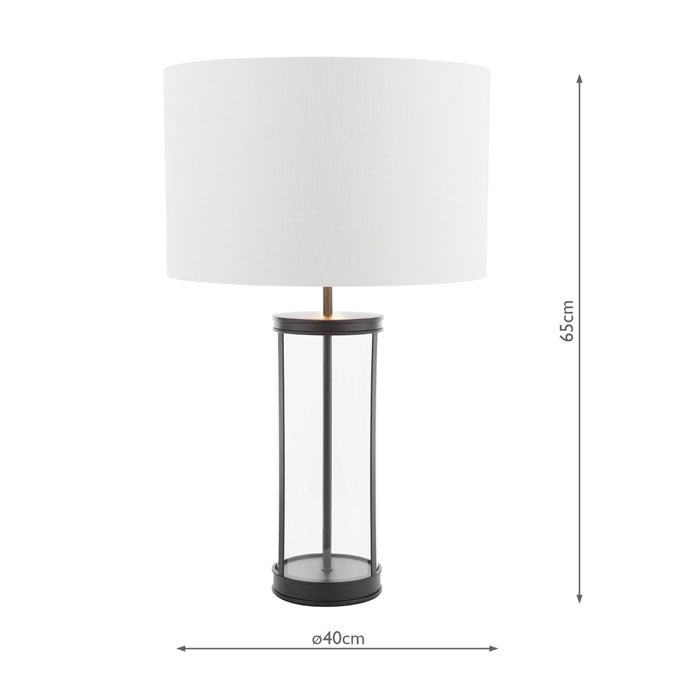 Laura Ashley Harrington Large Table Lamp Matt Black and Glass With Shade LA3756425-Q