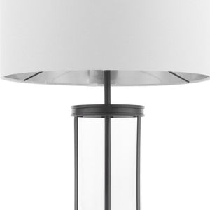 Laura Ashley Harrington Large Table Lamp Matt Black and Glass With Shade LA3756425-Q