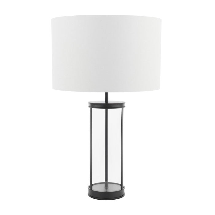 Laura Ashley Harrington Large Table Lamp Matt Black and Glass With Shade LA3756425-Q