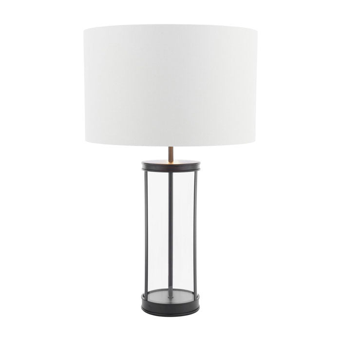 Laura Ashley Harrington Large Table Lamp Matt Black and Glass With Shade LA3756425-Q