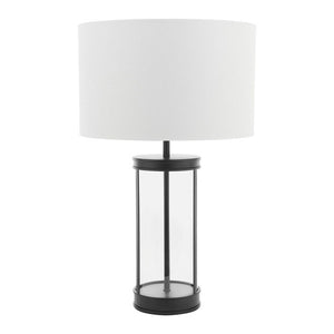Laura Ashley Harrington Small Table Lamp Matt Black and Glass With Shade LA3756428-Q