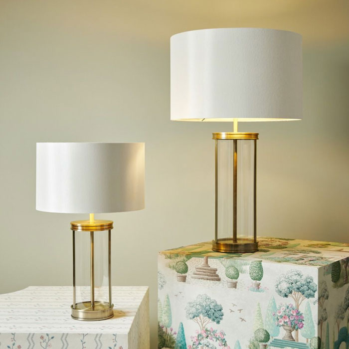 Laura Ashley Harrington Small Table Lamp Antique Brass and Glass With Shade LA3756429-Q