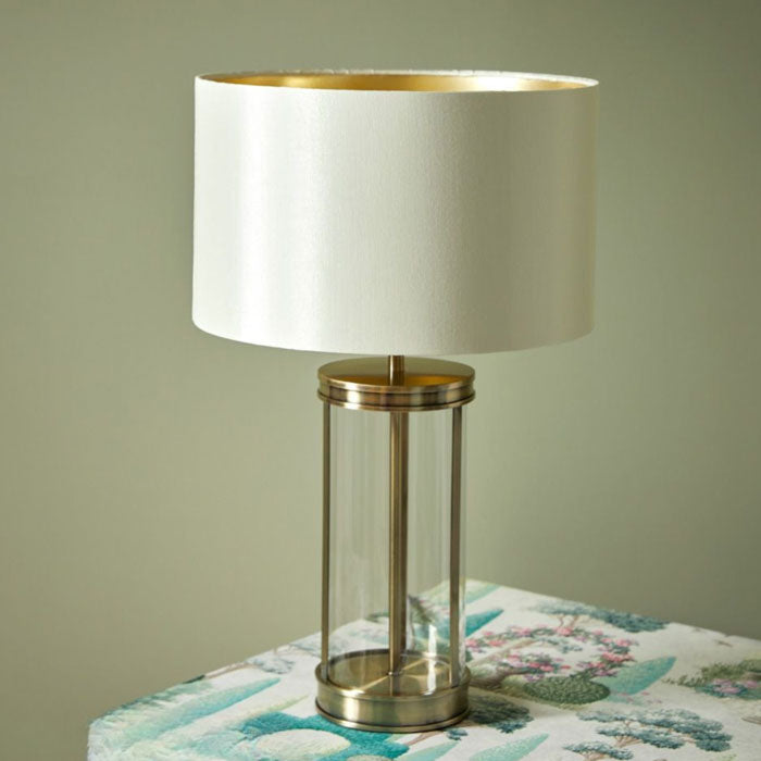 Laura Ashley Harrington Small Table Lamp Antique Brass and Glass With Shade LA3756429-Q